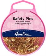 50 safety pins, brass size 00